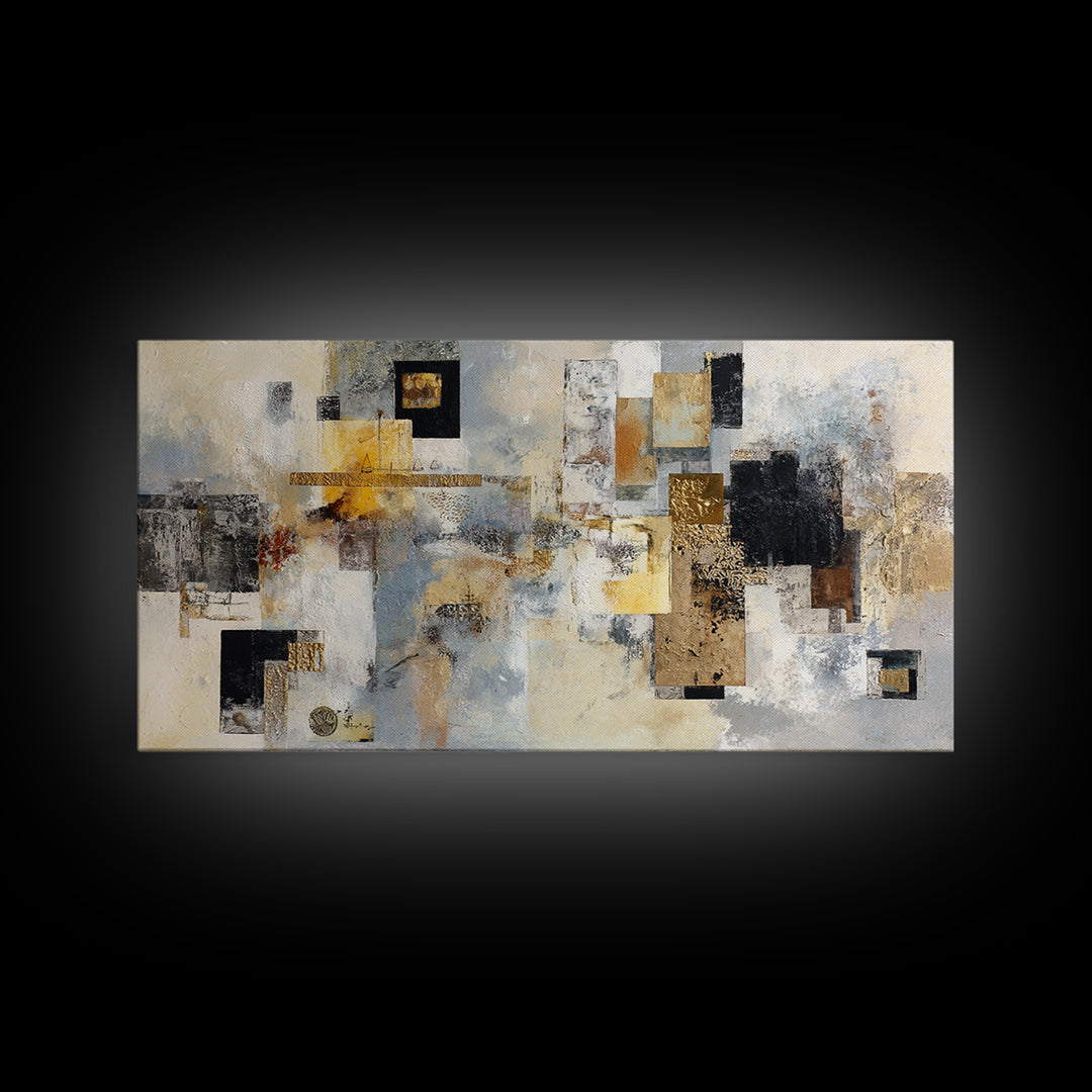 Gold Accented Abstract for Upscale Lobby Canvas Print, Hotel Art, Mid Century Modern, Hotel Decor, Abstract Art, Boutique, HOT-2x1-57