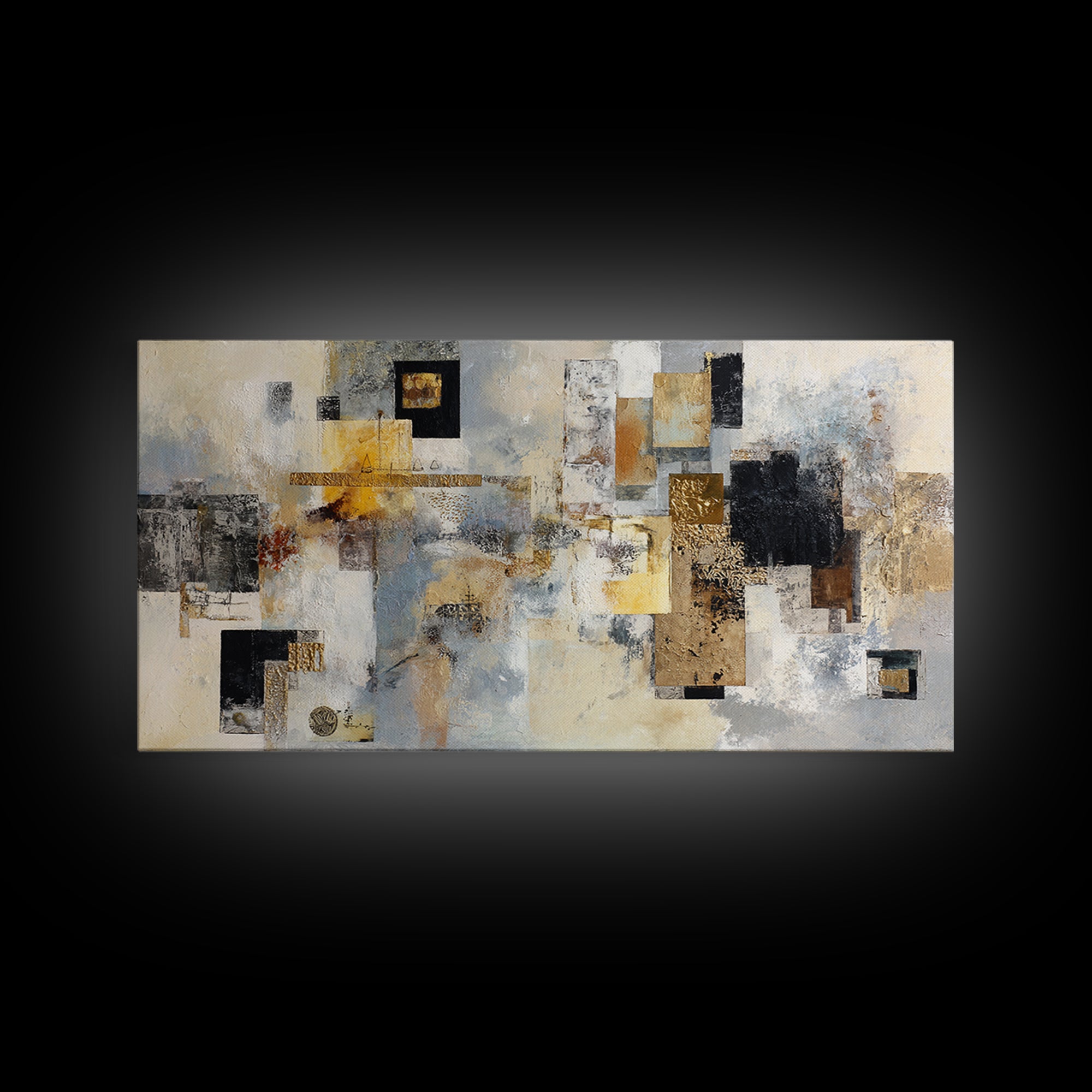 Gold Accented Abstract for Upscale Lobby Canvas Print, Hotel Art, Mid Century Modern, Hotel Decor, Abstract Art, Boutique, HOT-2x1-57