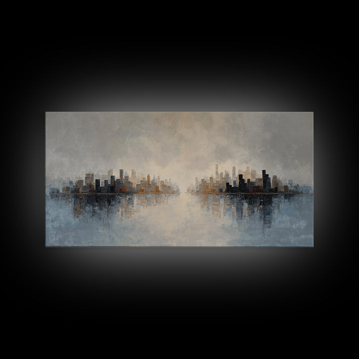 Quiet City Skyline Canvas Print, Hotel Art, Art Print, Hotel Decor, Fine Art, Boutique, Wall Sculpture, Coastal Wall Art, HOT-2x1-70