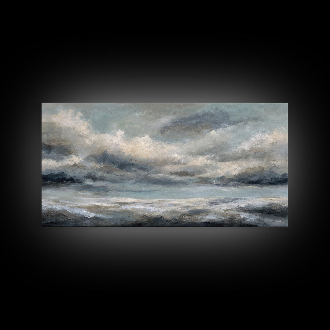 Large Cloudscape with Subtle Drama Framed Canvas Print, Hotel Art, Living Room Decor, Hotel Decor, Fine Art, Boutique, HOT-2x1-85