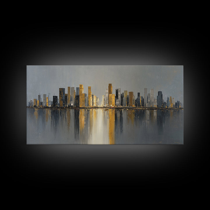 Quiet City Skyline Canvas Print, Hotel Art, Art Print, Hotel Decor, Fine Art, Boutique, Wall Sculpture, Coastal Wall Art, HOT-2x1-94