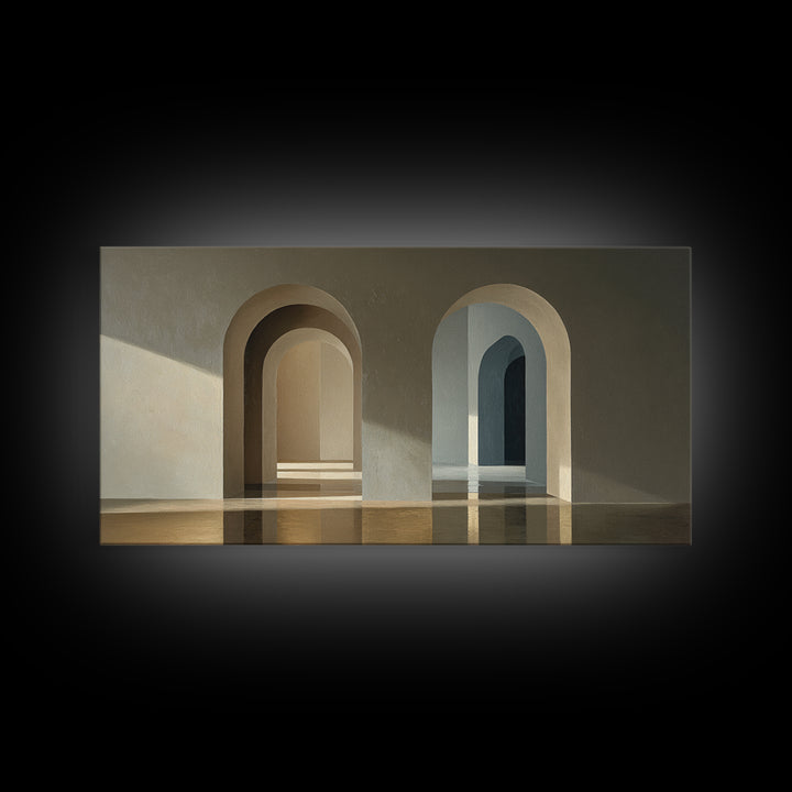 Minimal Architectural Arch Study Framed Canvas Print, Hotel Art, Coastal Wall Art, Hotel Decor, Oil Painting, Boutique, HOT-2x1-96