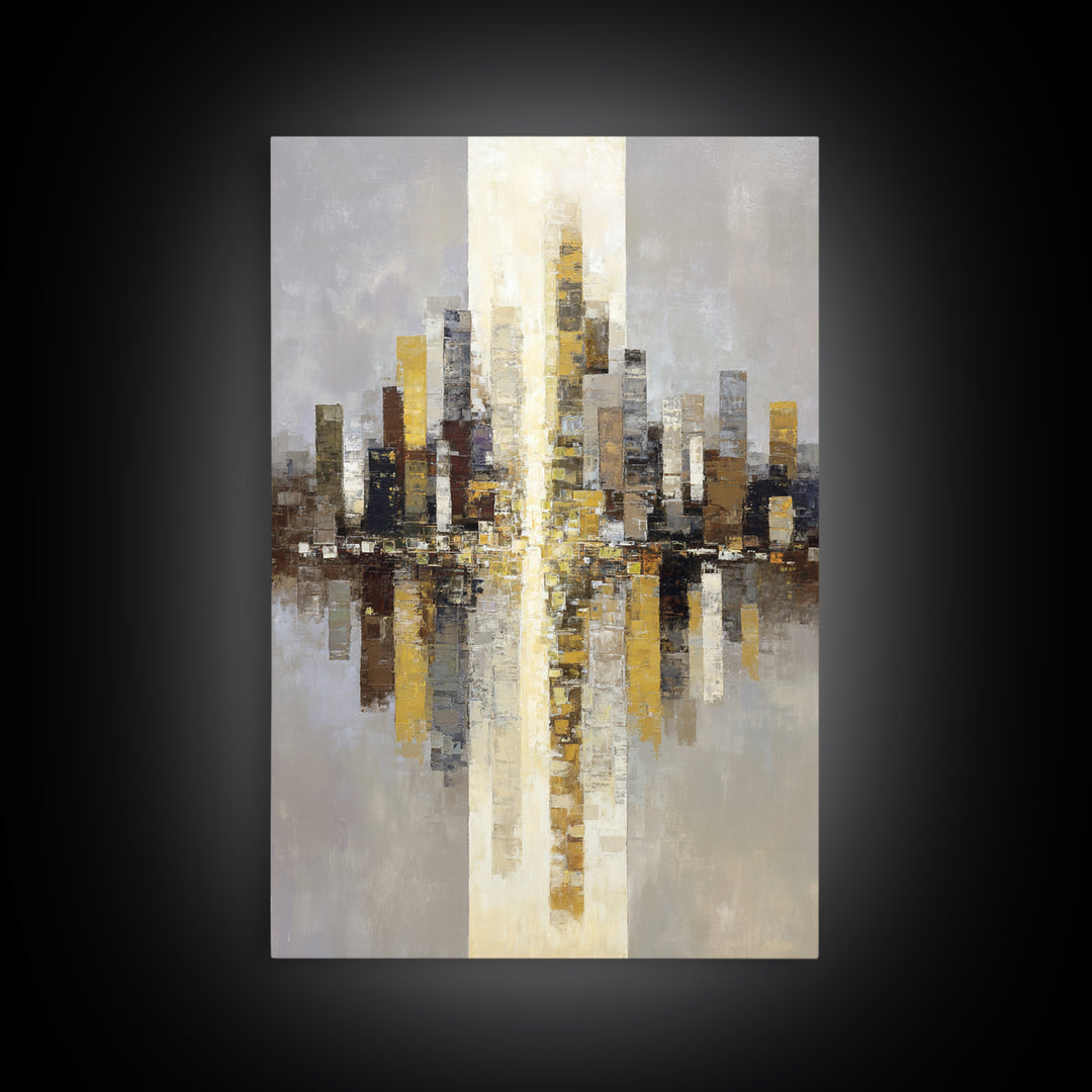 Quiet City Skyline Canvas Print, Hotel Art, Contemporary Art, Hotel Decor, Abstract Art, Boutique, Art Deco, Framed Art, HOT-2x3-10