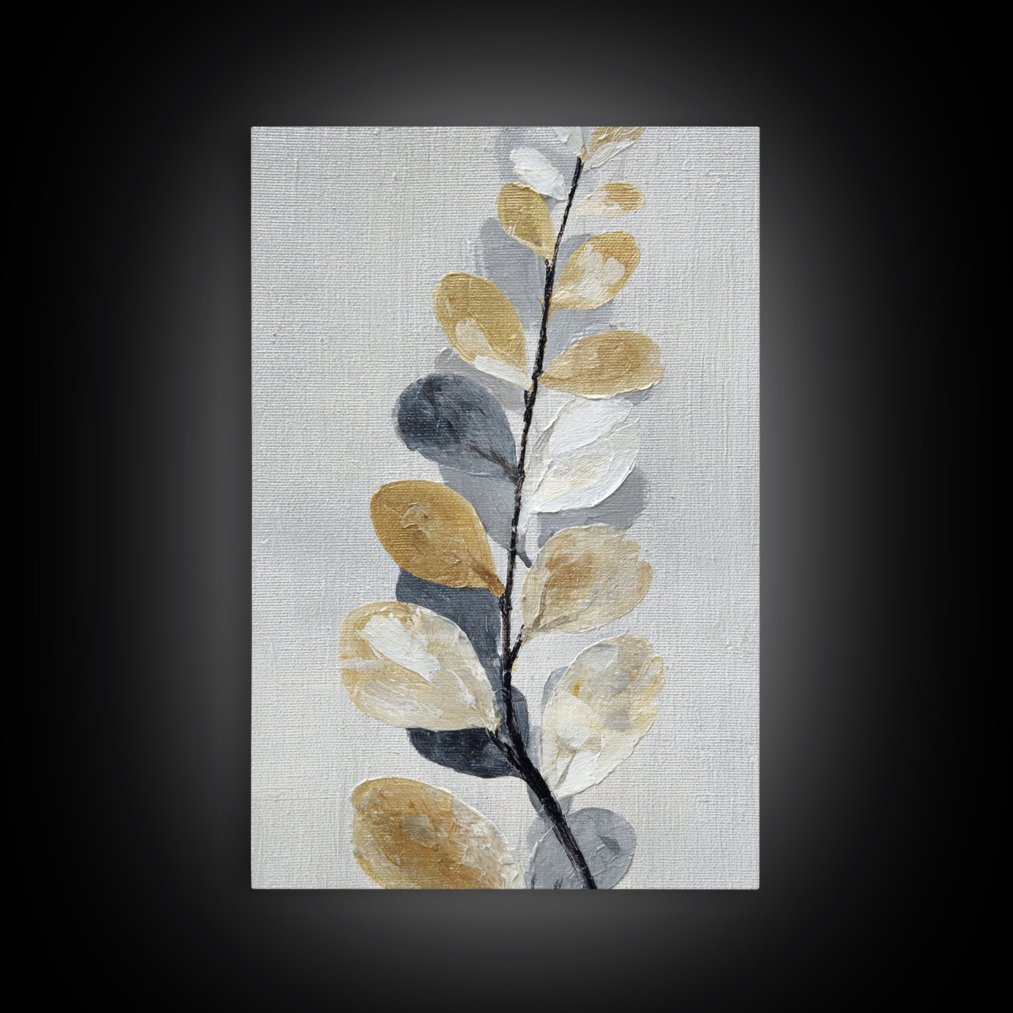 Elegant Botanical Branch on Ivory Ground Framed Canvas Print, Hotel Art, Large Wall Art, Hotel Decor, Fine Art, Boutique, HOT-2x3-13