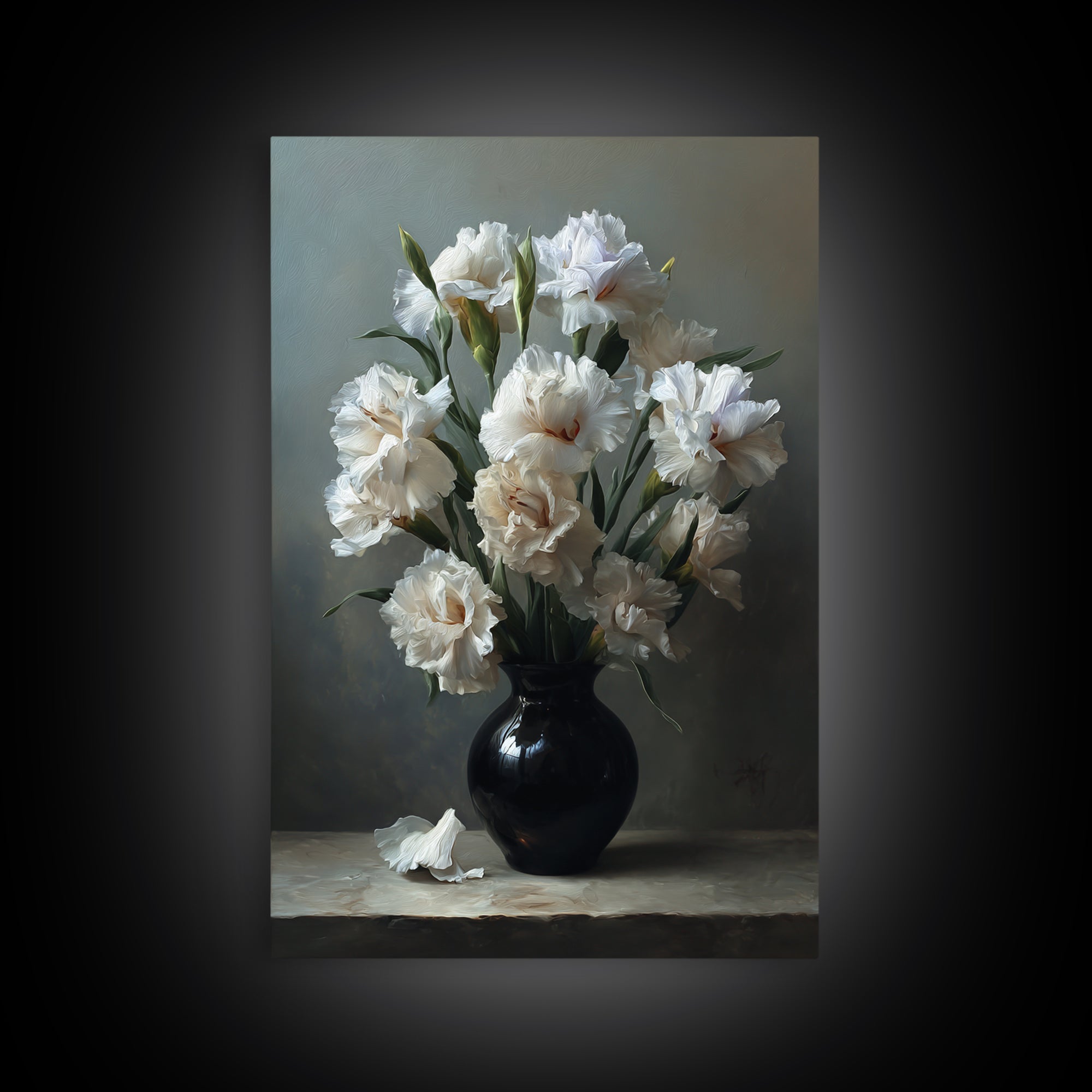 Classic Oil Painted Floral Still Life Framed Canvas Print, Hotel Art, Art Deco, Hotel Decor, Boutique, Minimalist Wall Art, HOT-2x3-17