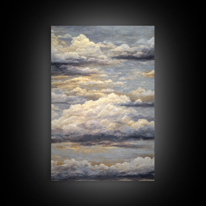 Large Cloudscape with Subtle Drama Framed Canvas Print, Hotel Art, Art Print, Hotel Decor, Fine Art, Boutique, Wall Sculpture, HOT-2x3-25