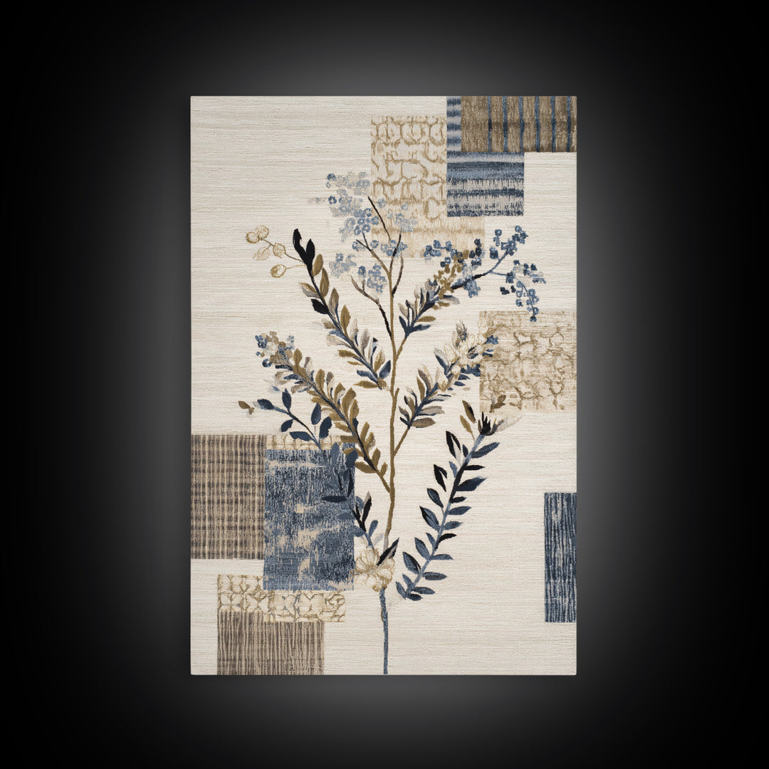 Elegant Botanical Branch on Ivory Ground Framed Canvas Print, Hotel Art, Large Wall Art, Hotel Decor, Fine Art, Boutique, HOT-2x3-37