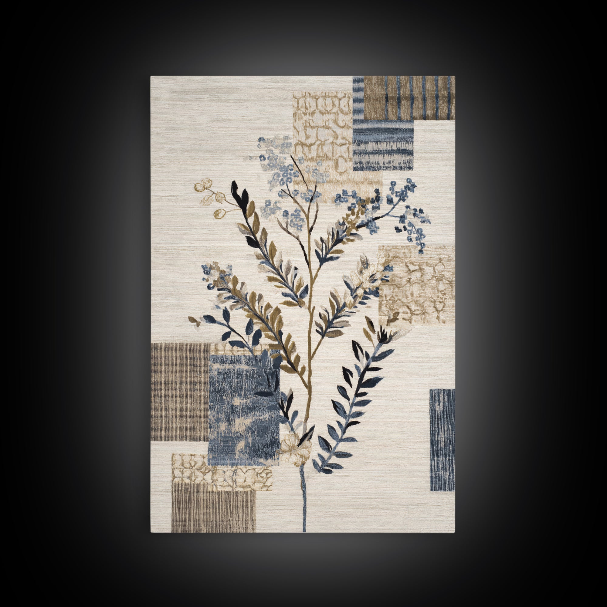 Elegant Botanical Branch on Ivory Ground Framed Canvas Print, Hotel Art, Large Wall Art, Hotel Decor, Fine Art, Boutique, HOT-2x3-37