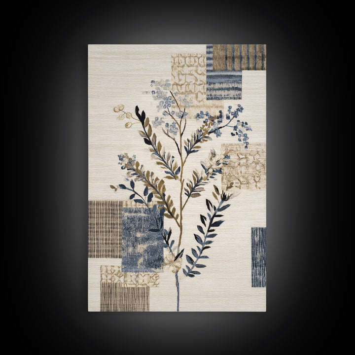 Elegant Botanical Branch on Ivory Ground Framed Canvas Print, Hotel Art, Large Wall Art, Hotel Decor, Fine Art, Boutique, HOT-2x3-37