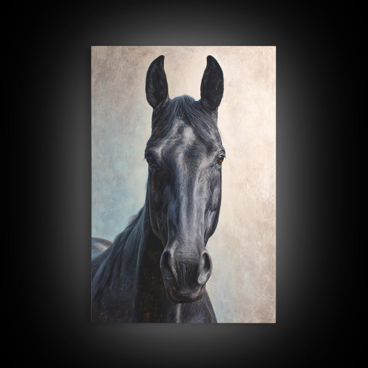 Neutral Horse Portrait Framed Canvas Print, Hotel Art, Home Decor, Hotel Decor, Fine Art, Boutique, Framed Art, Wood Wall Art, HOT-2x3-48