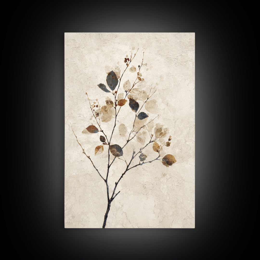 Elegant Botanical Branch on Ivory Ground Canvas Print, Hotel Art, Living Room Decor, Hotel Decor, Fine Art, Boutique, HOT-2x3-61