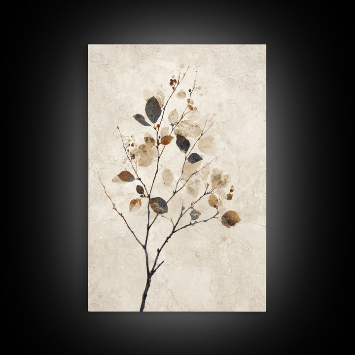 Elegant Botanical Branch on Ivory Ground Canvas Print, Hotel Art, Living Room Decor, Hotel Decor, Fine Art, Boutique, HOT-2x3-61
