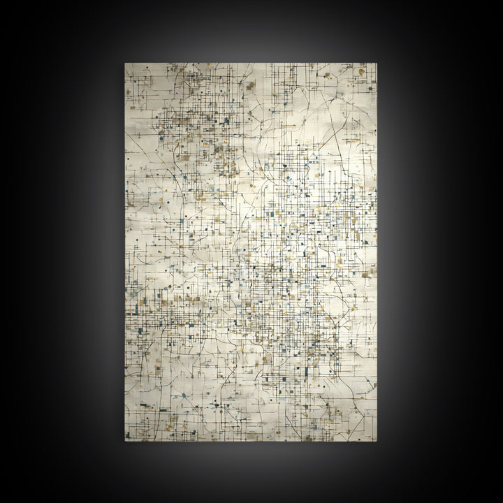 City Map Abstract Lines Without Readable Labels Framed Canvas Print, Hotel Art, Hazbin Hotel, Hotel Decor, Abstract Art, HOT-2x3-80