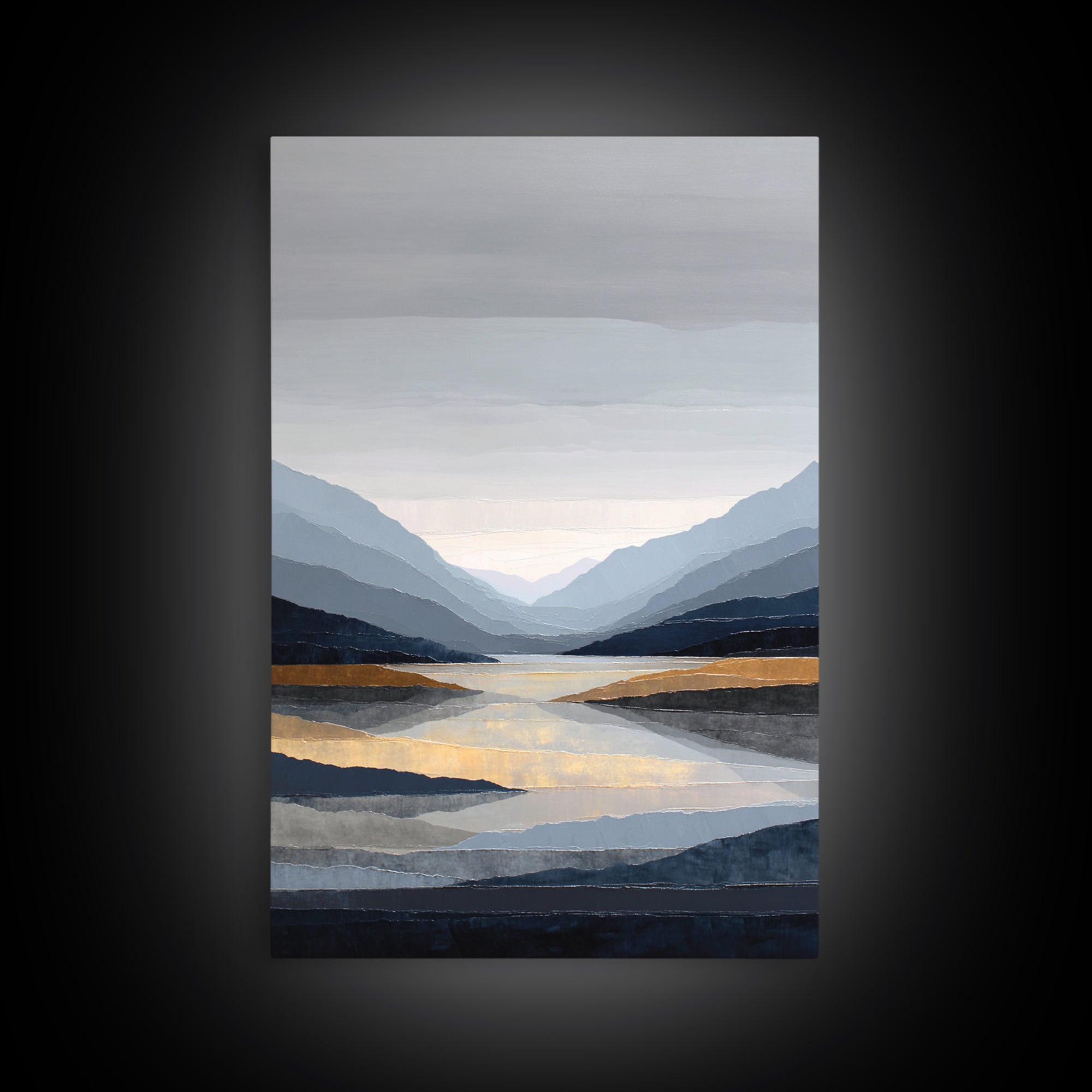Serene Mountain Lake for Boutique Hotel Mood Framed Canvas Print, Hotel Art, Living Room Decor, Hotel Decor, Fine Art, Boutique, HOT-2x3-88