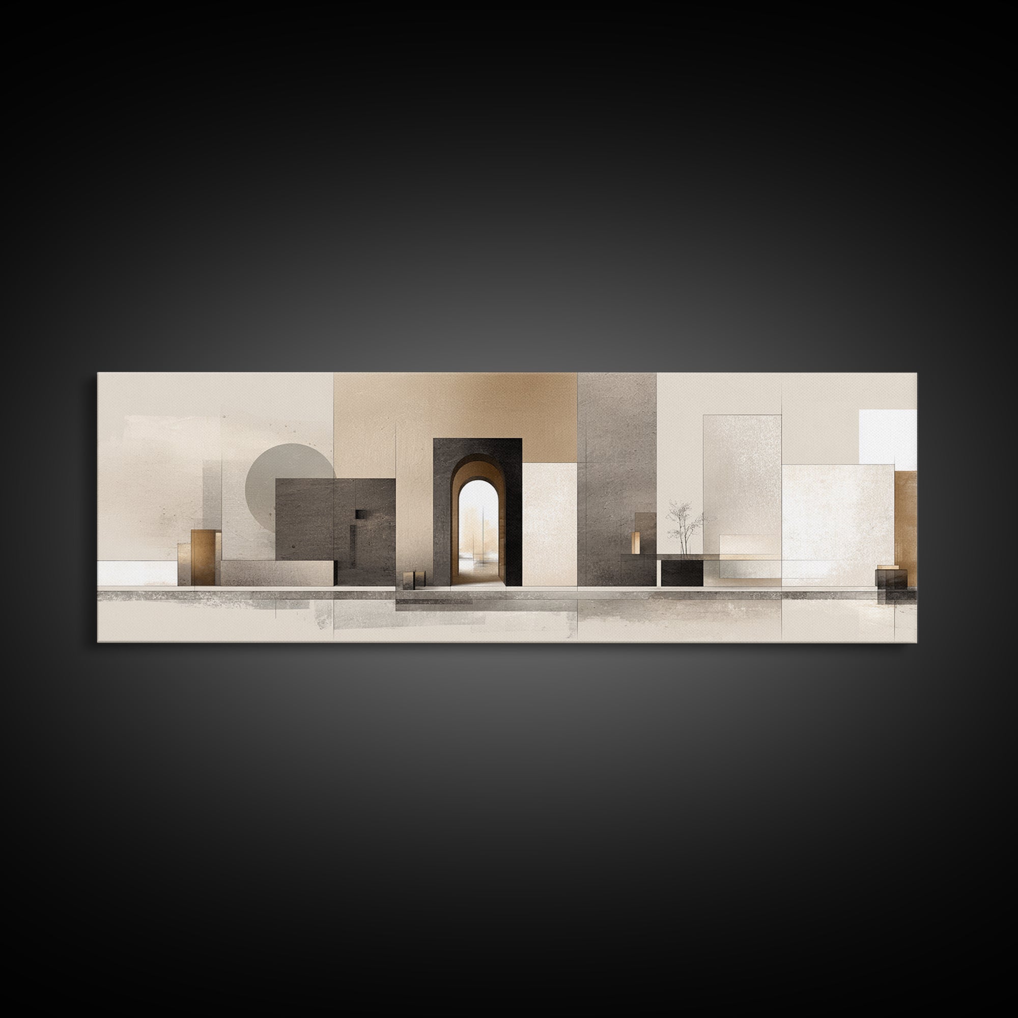 Minimal Architectural Arch Study Canvas Print, Hotel Art, Gallery Wall Set, Hotel Decor, Fine Art, Boutique, Textured Painting, HOT-3x1-20