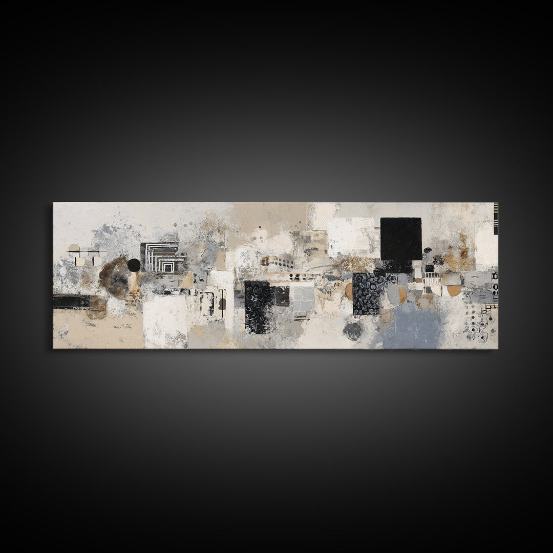 Modern Geometric Composition Framed Canvas Print, Hotel Art, Room Decor, Hotel Decor, Abstract Art, Boutique, Art Print, HOT-3x1-23