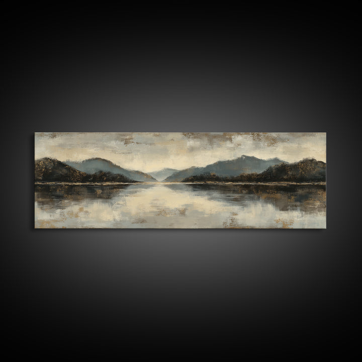 Serene Mountain Lake for Boutique Hotel Mood Canvas Print, Hotel Art, Travel Poster, Hotel Decor, Fine Art, Boutique, HOT-3x1-24