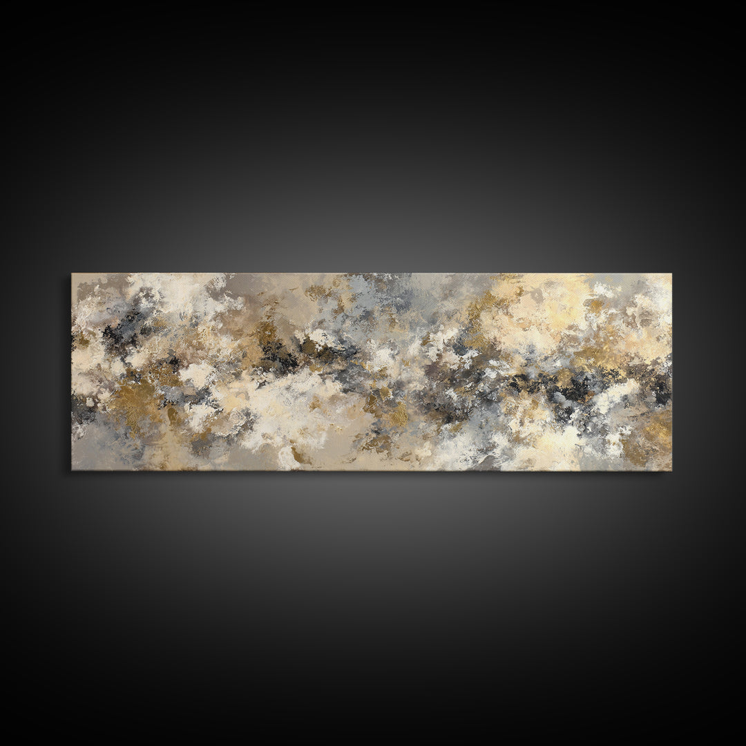 Gold Accented Abstract for Upscale Lobby Canvas Print, Hotel Art, Coastal Wall Art, Hotel Decor, Boutique, Fine Art Print, HOT-3x1-29