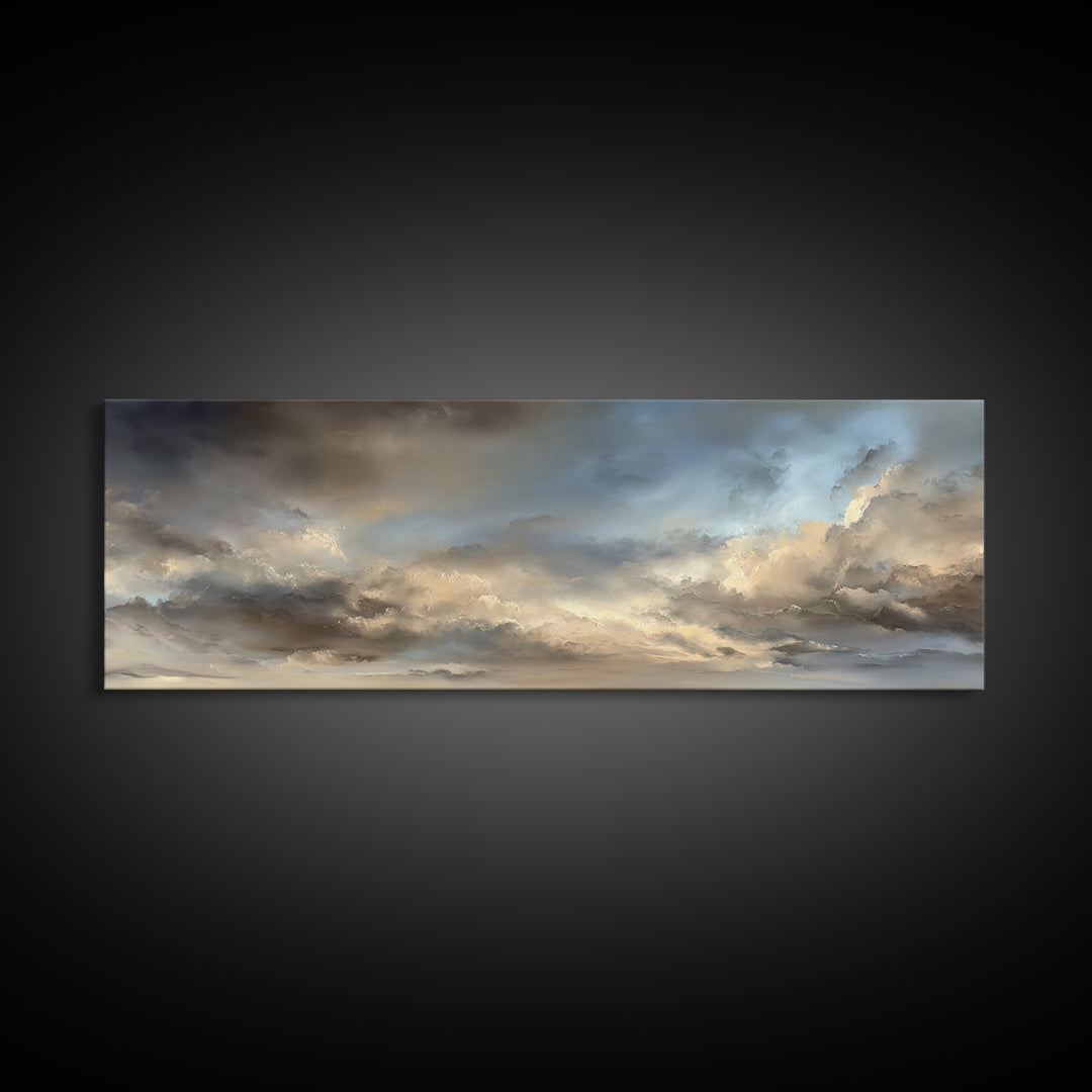 Large Cloudscape with Subtle Drama Canvas Print, Hotel Art, Coastal Decor, Hotel Decor, Fine Art, Boutique, Statement Artwork, HOT-3x1-33