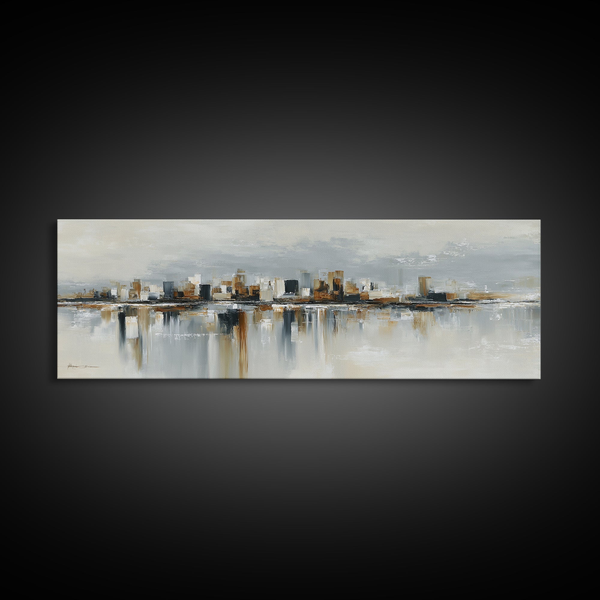 Quiet City Skyline Canvas Print, Hotel Art, Modern Wall Art, Hotel Decor, Abstract Art, Boutique, Neutral Decor, Modern Decor, HOT-3x1-42