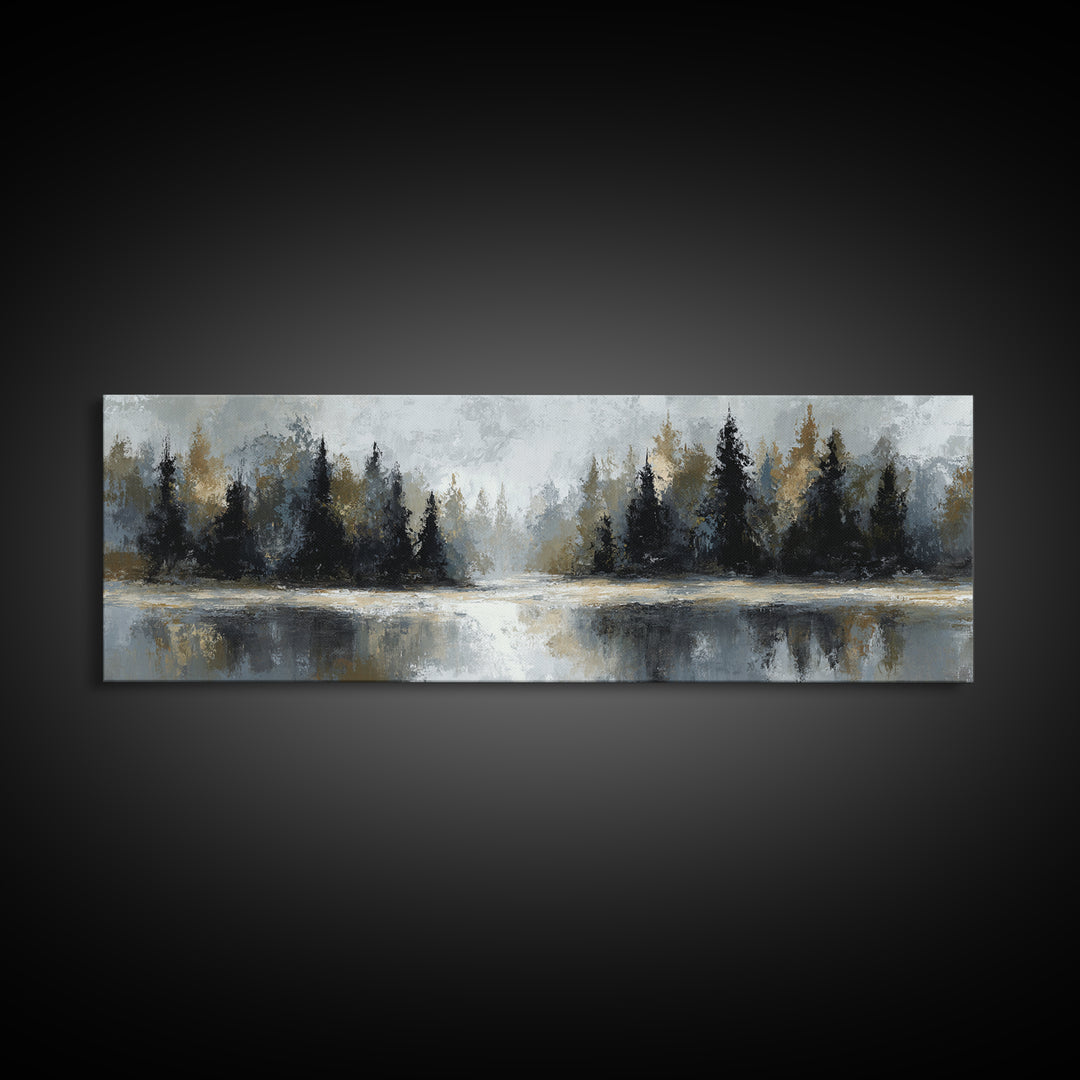 Misty Forest with Refined Calm Atmosphere Canvas Print, Hotel Art, Travel Poster, Hotel Decor, Fine Art, Boutique, HOT-3x1-54