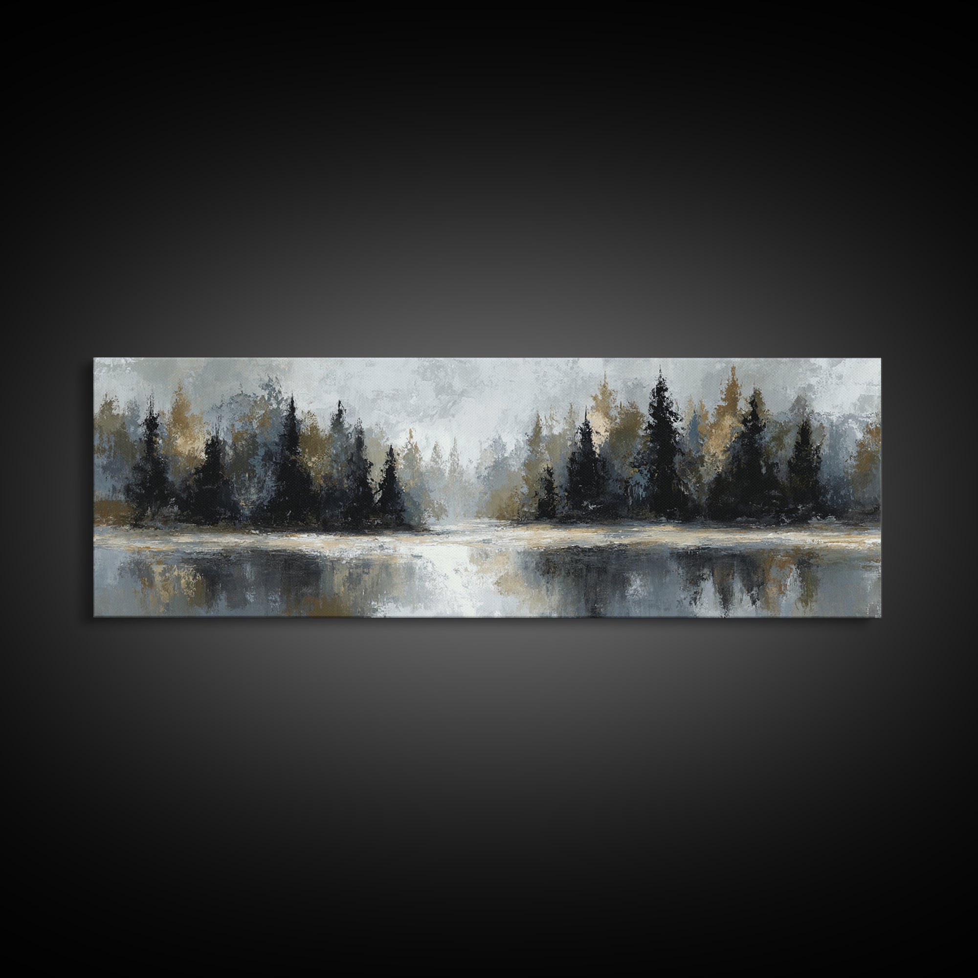 Misty Forest with Refined Calm Atmosphere Canvas Print, Hotel Art, Travel Poster, Hotel Decor, Fine Art, Boutique, HOT-3x1-54