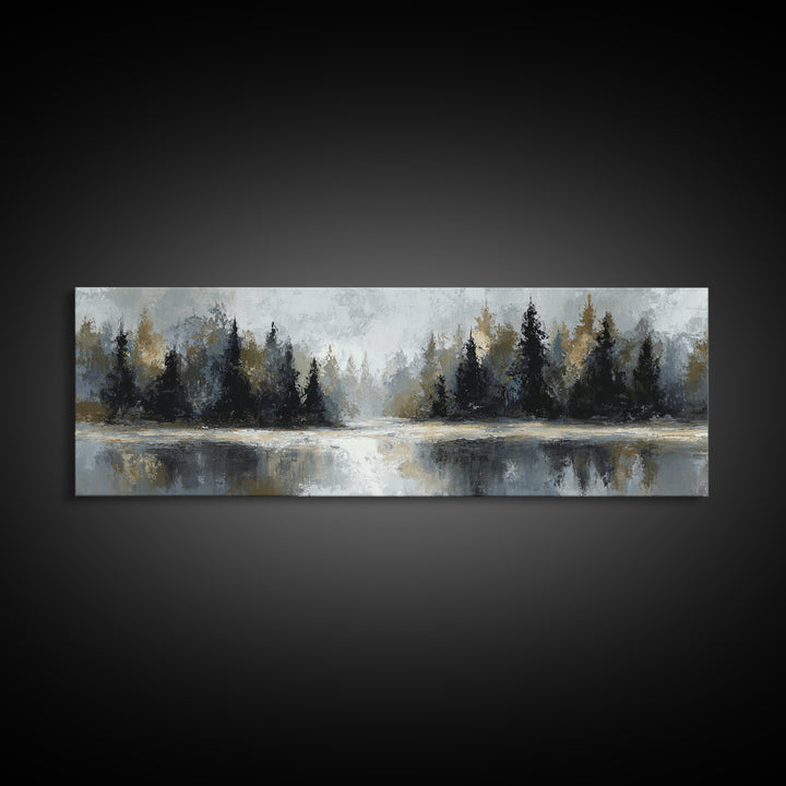 Misty Forest with Refined Calm Atmosphere Canvas Print, Hotel Art, Travel Poster, Hotel Decor, Fine Art, Boutique, HOT-3x1-54
