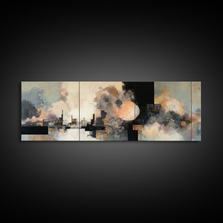 Large Cloudscape with Subtle Drama Framed Canvas Print, Hotel Art, Travel Poster, Hotel Decor, Fine Art, Boutique, HOT-3x1-57