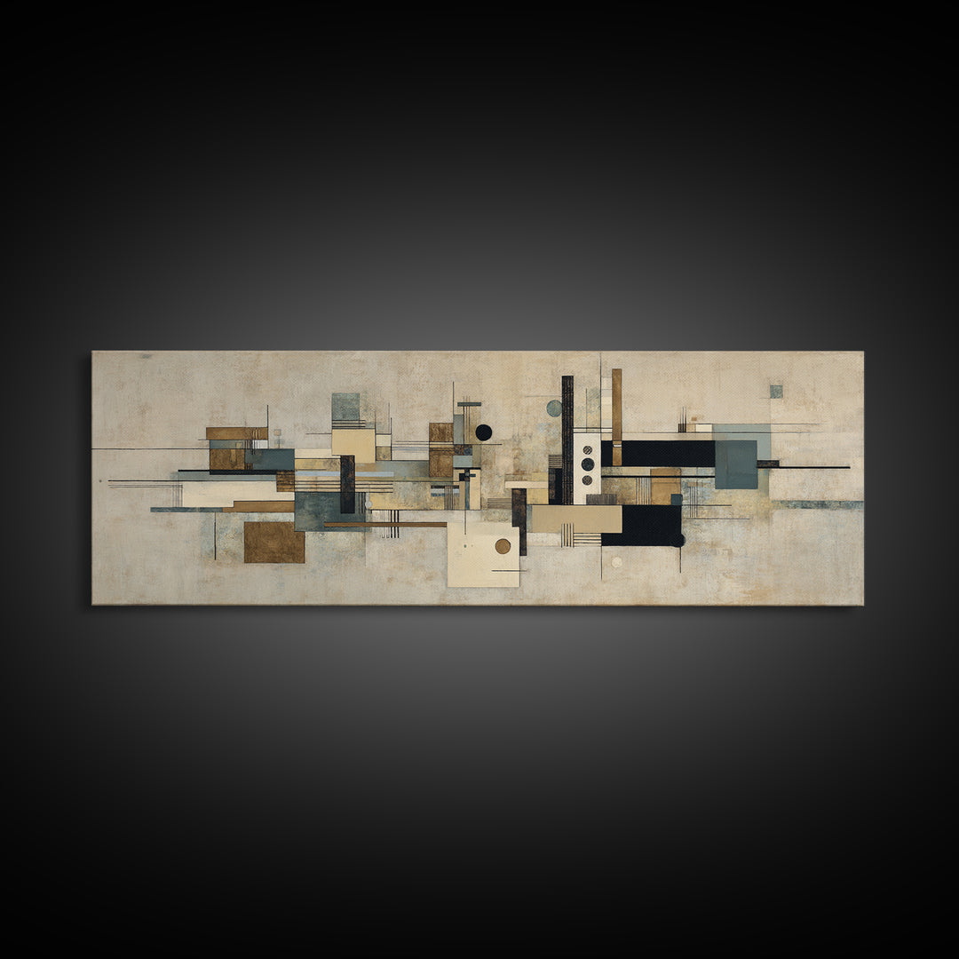 Modern Geometric Composition Canvas Print, Hotel Art, Abstract Art, Hotel Decor, Fine Art, Boutique, Gallery Wall Art, HOT-3x1-71