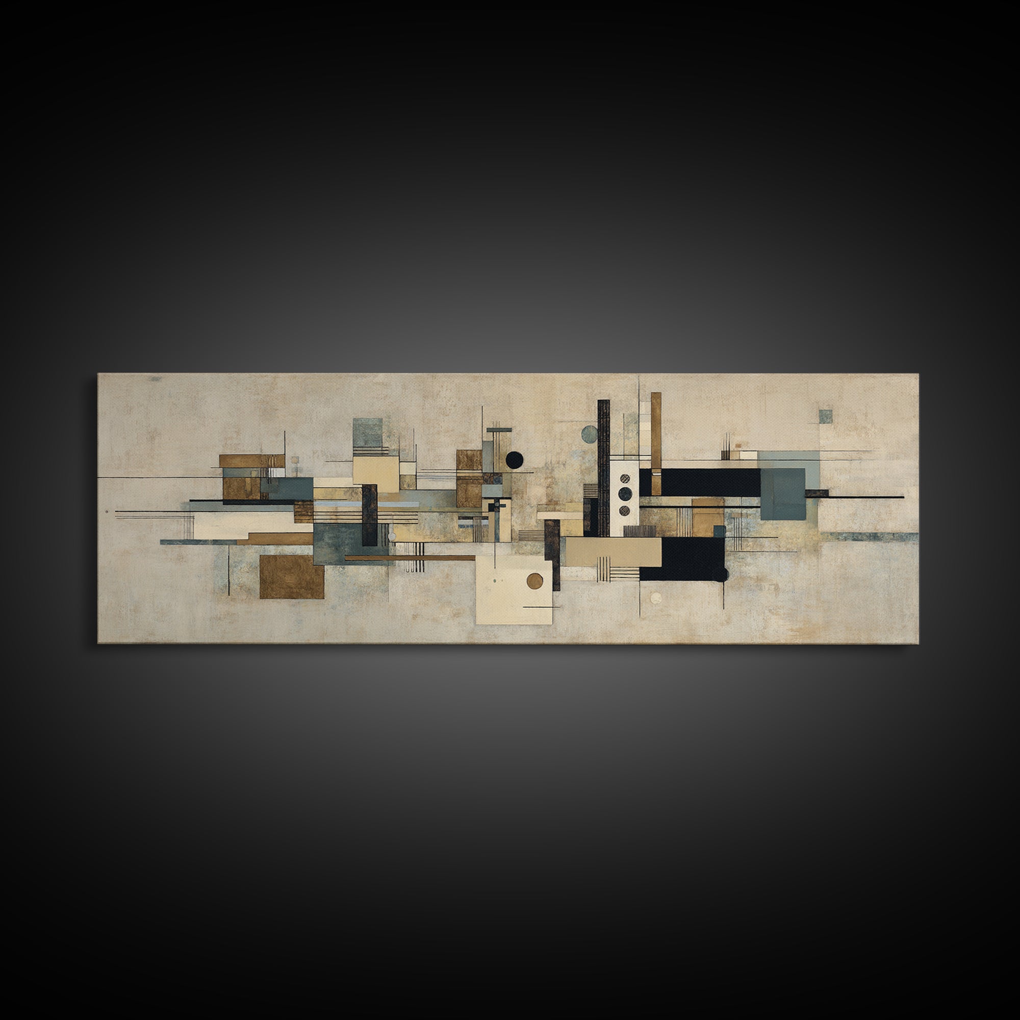 Modern Geometric Composition Canvas Print, Hotel Art, Abstract Art, Hotel Decor, Fine Art, Boutique, Gallery Wall Art, HOT-3x1-71