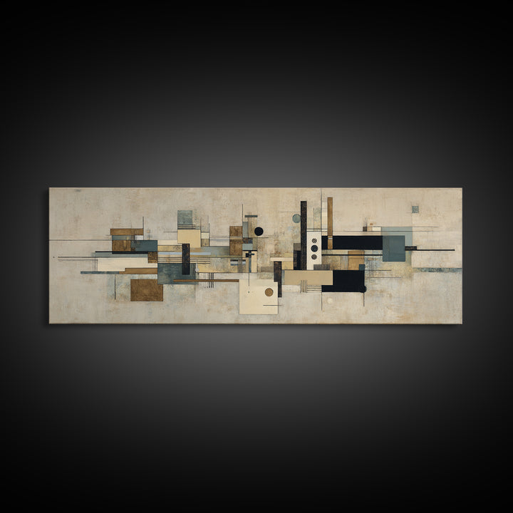 Modern Geometric Composition Canvas Print, Hotel Art, Abstract Art, Hotel Decor, Fine Art, Boutique, Gallery Wall Art, HOT-3x1-71
