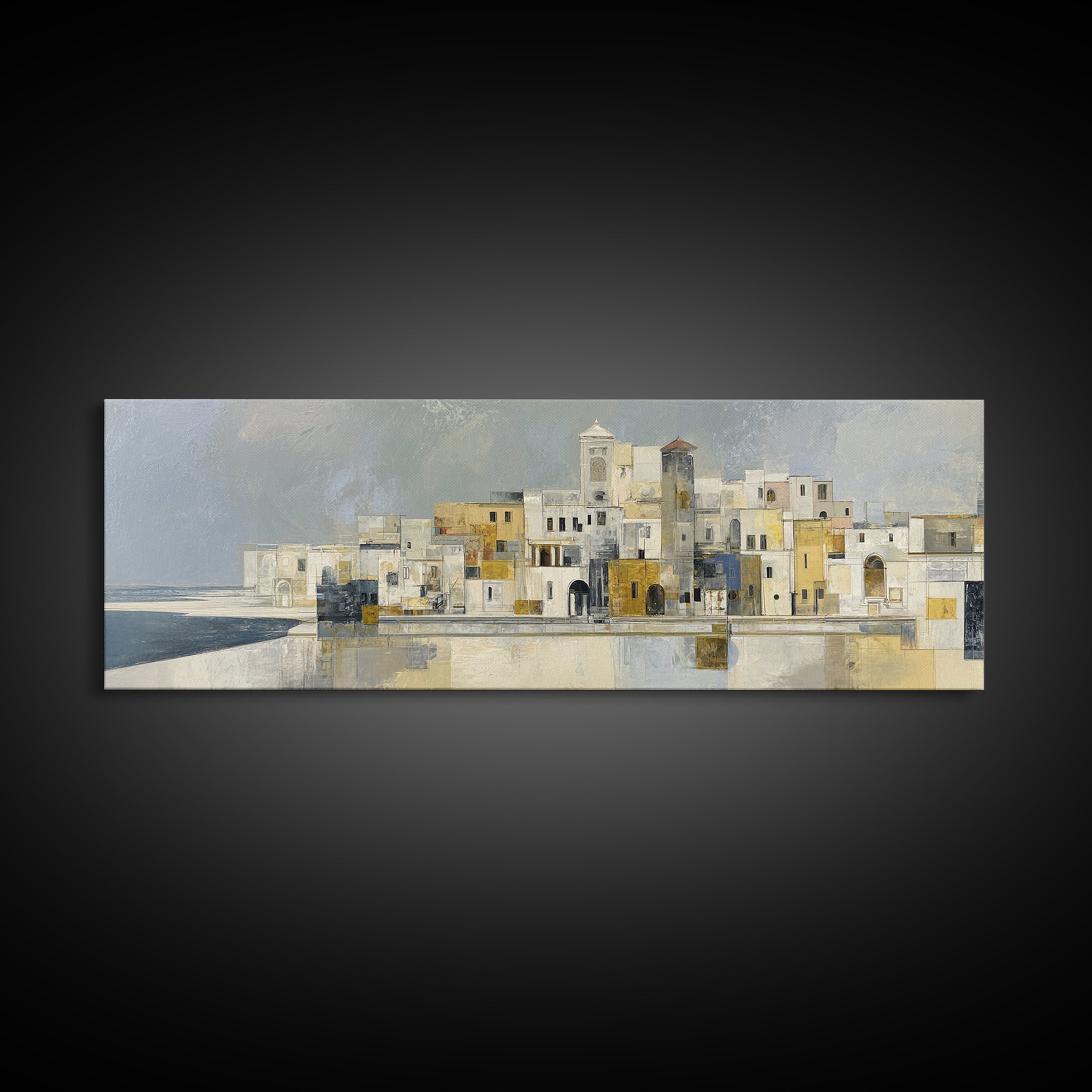 Mediterranean Terrace View Focused on Sea and Canvas Print, Hotel Art, Framed Art, Hotel Decor, Boutique, Beach Prints, HOT-3x1-75