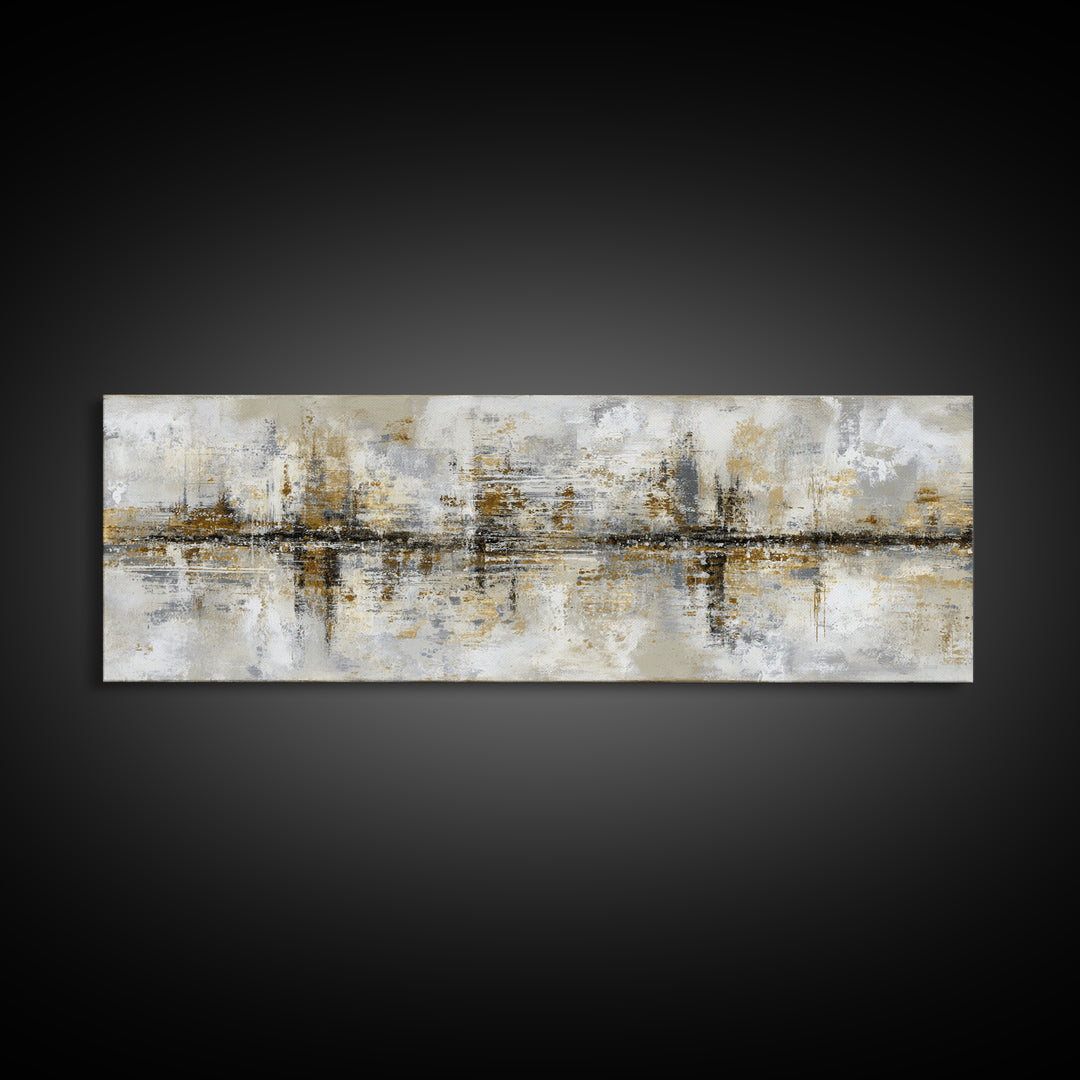 Gold Accented Abstract for Upscale Lobby Framed Canvas Print, Hotel Art, Gallery Wall Set, Hotel Decor, Fine Art, Boutique, HOT-3x1-77