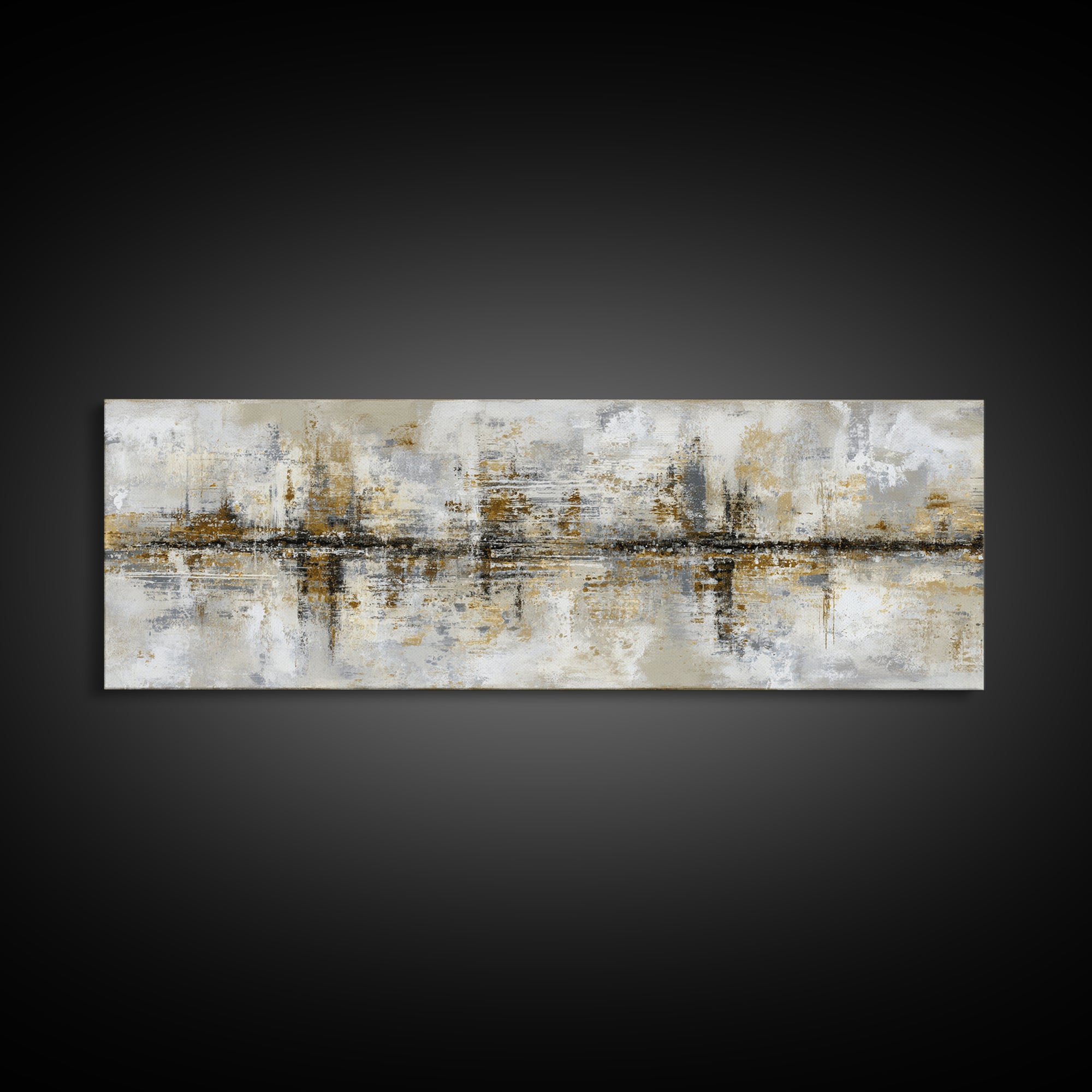Gold Accented Abstract for Upscale Lobby Framed Canvas Print, Hotel Art, Gallery Wall Set, Hotel Decor, Fine Art, Boutique, HOT-3x1-77