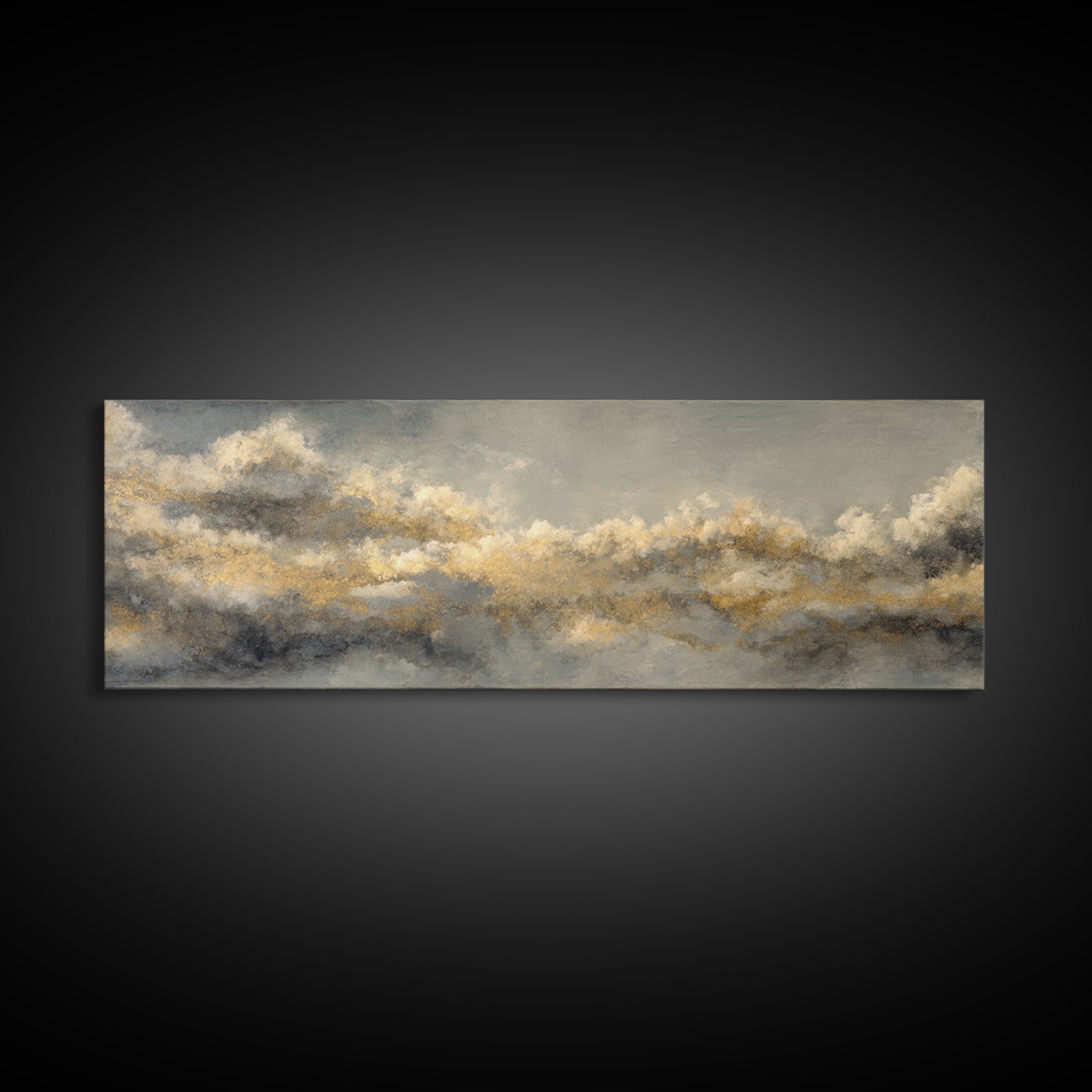 Large Cloudscape with Subtle Drama Framed Canvas Print, Hotel Art, Travel Poster, Hotel Decor, Fine Art, Boutique, HOT-3x1-81