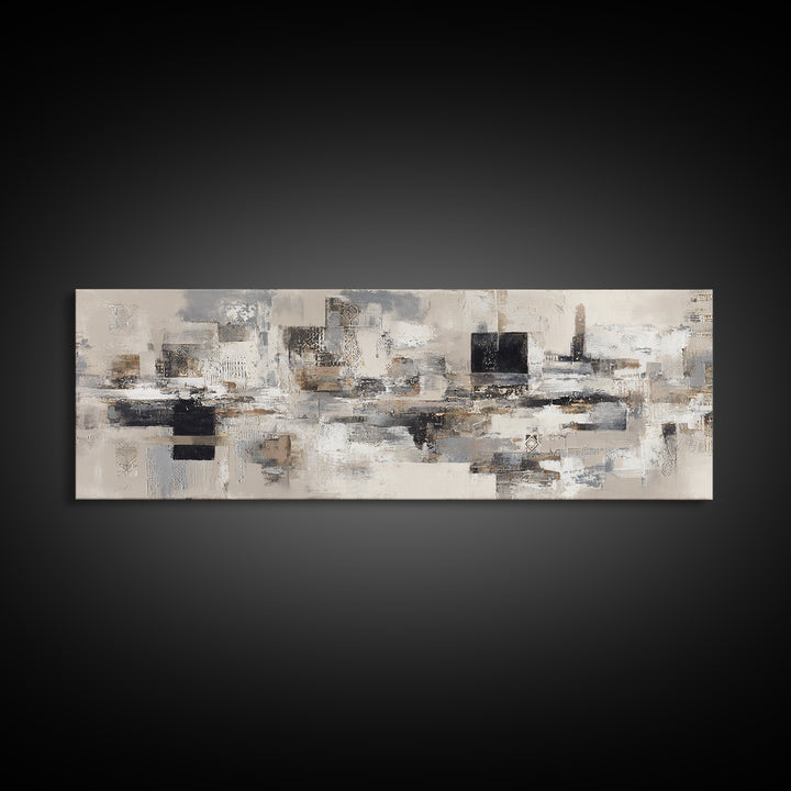 Sophisticated Neutral Abstract Framed Canvas Print, Hotel Art, Boho Decor, Hotel Decor, Fine Art, Boutique, Painting, HOT-3x1-89