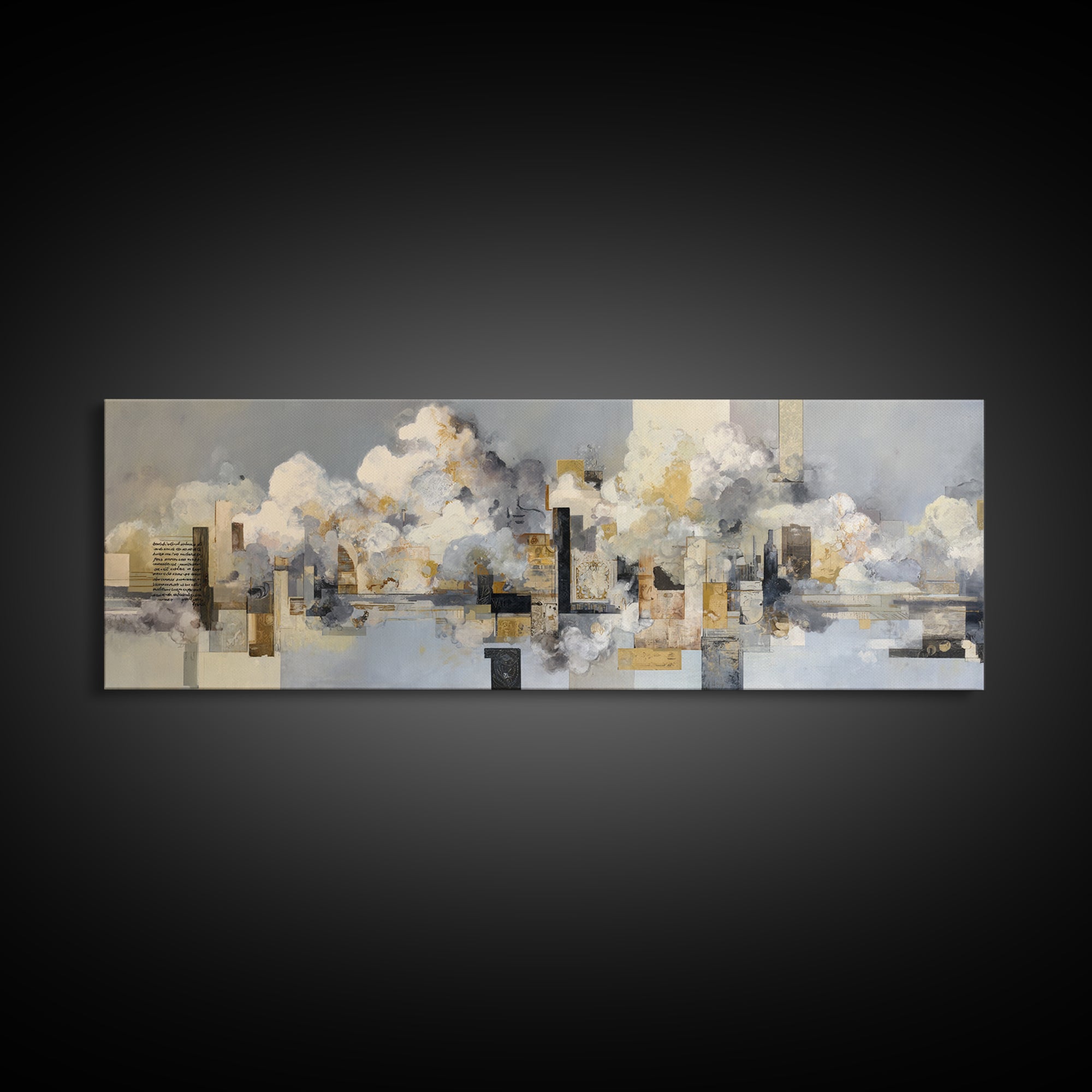 Large Cloudscape with Subtle Drama Framed Canvas Print, Hotel Art, Living Room Decor, Hotel Decor, Fine Art, Boutique, HOT-3x1-9