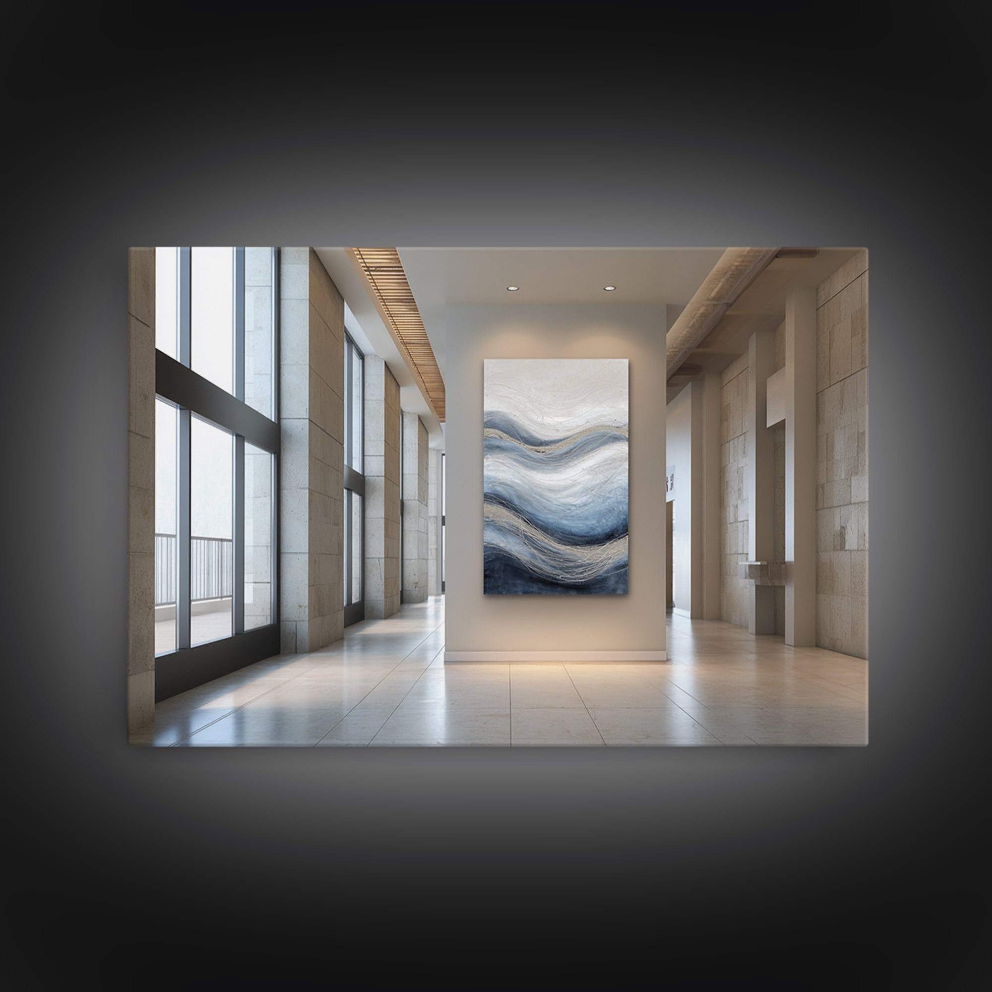 Soft Abstract Wave Forms Framed Canvas Print, Hotel Art, Abstract Art, Hotel Decor, Fine Art, Boutique, Gallery Wall Art, HOT-3x2-14