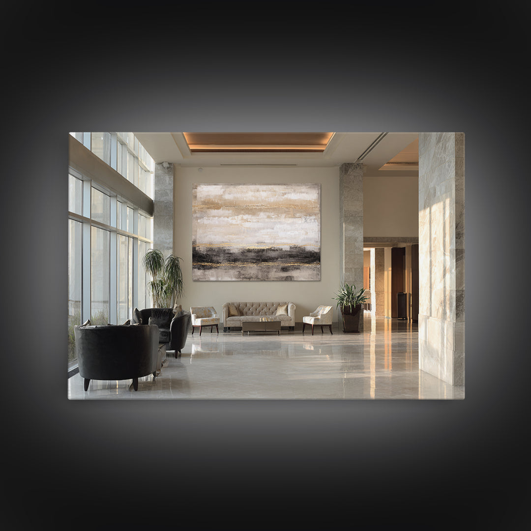 Gold Accented Abstract for Upscale Lobby Canvas Print, Hotel Art, Minimalist Wall Art, Hotel Decor, Abstract Art, Boutique, HOT-3x2-17