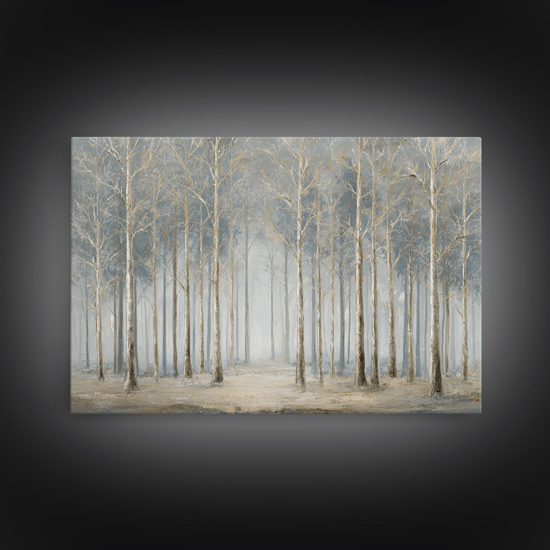 Misty Forest with Refined Calm Atmosphere Framed Canvas Print, Hotel Art, Framed Art, Hotel Decor, Fine Art, Boutique, HOT-3x2-18