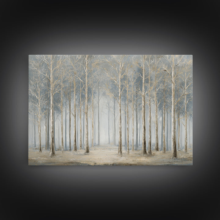 Misty Forest with Refined Calm Atmosphere Framed Canvas Print, Hotel Art, Framed Art, Hotel Decor, Fine Art, Boutique, HOT-3x2-18