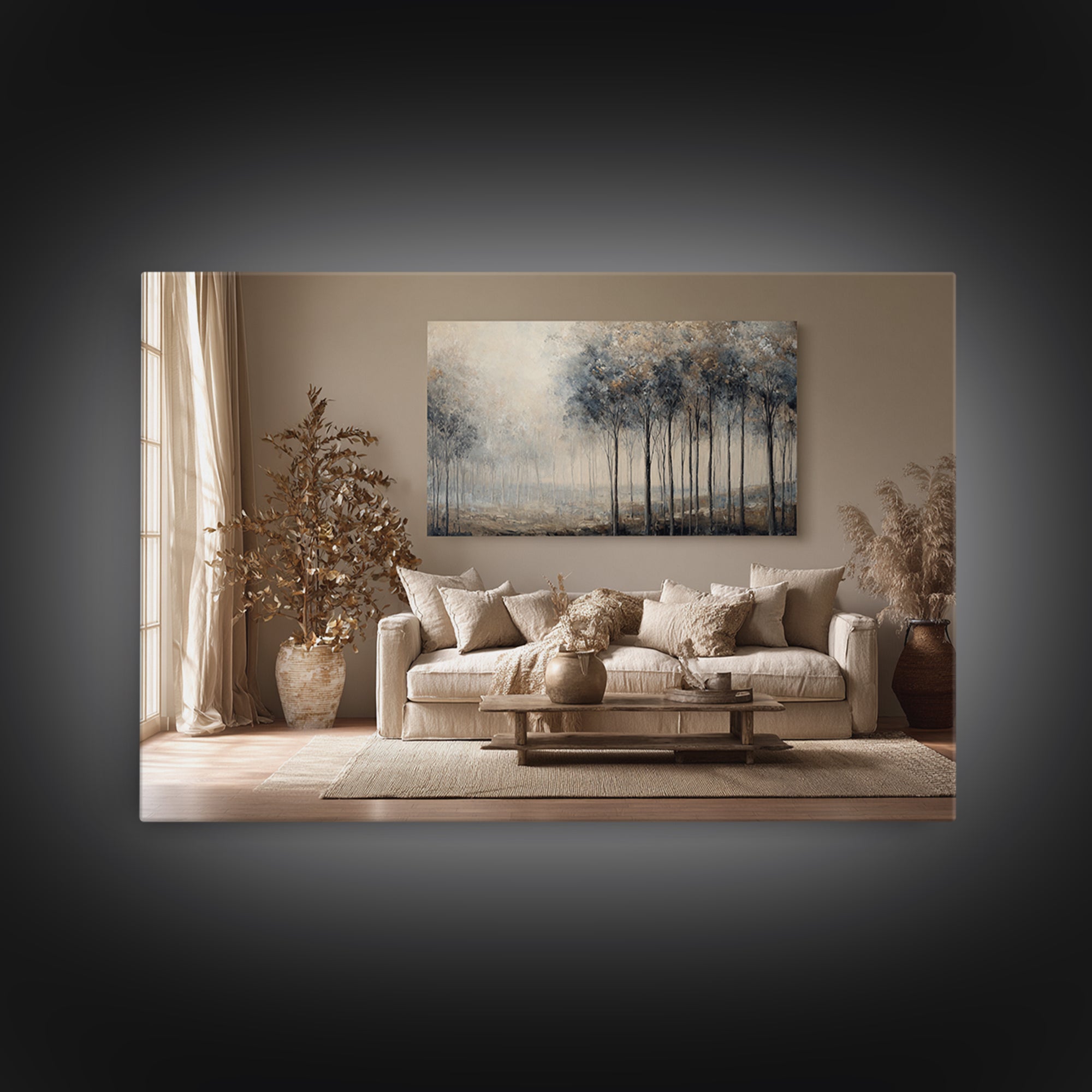 Misty Forest with Refined Calm Atmosphere Canvas Print, Hotel Art, Modern Wall Art, Hotel Decor, Boutique, Neutral Decor, HOT-3x2-42