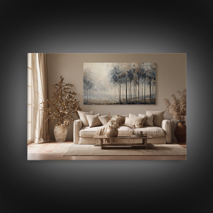 Misty Forest with Refined Calm Atmosphere Canvas Print, Hotel Art, Modern Wall Art, Hotel Decor, Boutique, Neutral Decor, HOT-3x2-42