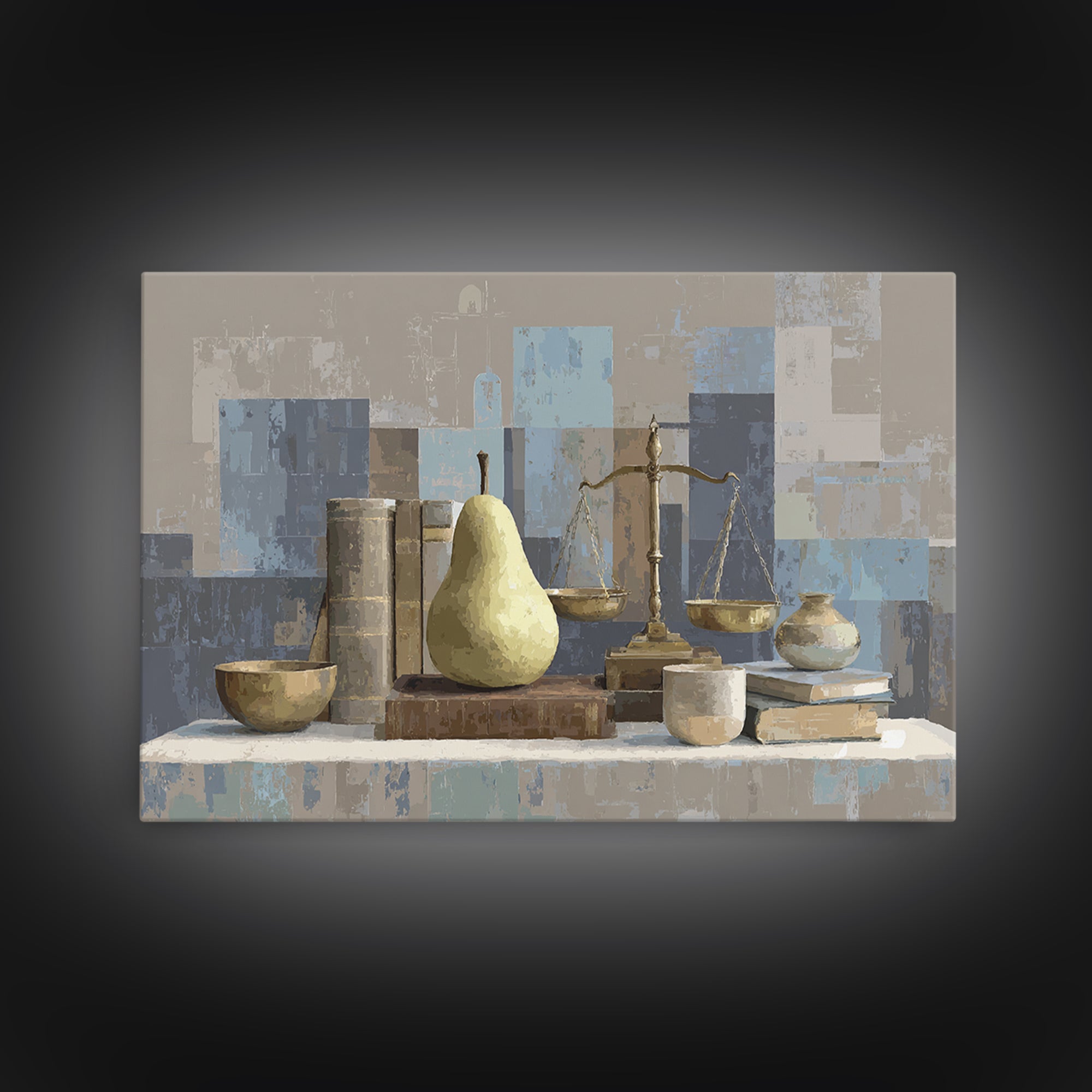 Elegant Pear Still Life on Linen Canvas Print, Hotel Art, Neutral Decor, Hotel Decor, Fine Art, Boutique, Home Decor, HOT-3x2-49