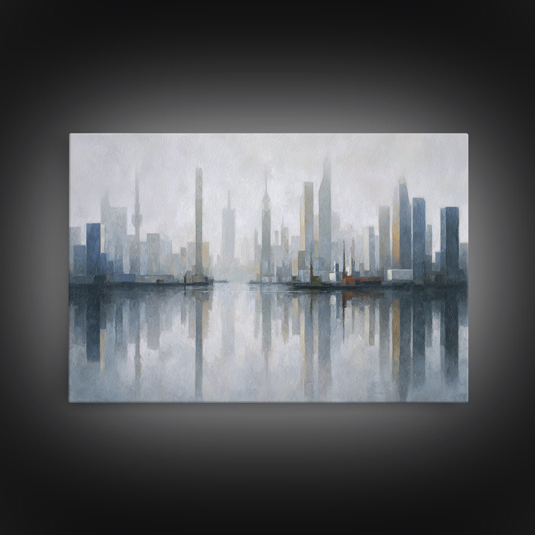 Quiet City Skyline Canvas Print, Hotel Art, Coastal Decor, Hotel Decor, Fine Art, Boutique, Statement Artwork, Boho Decor, HOT-3x2-54