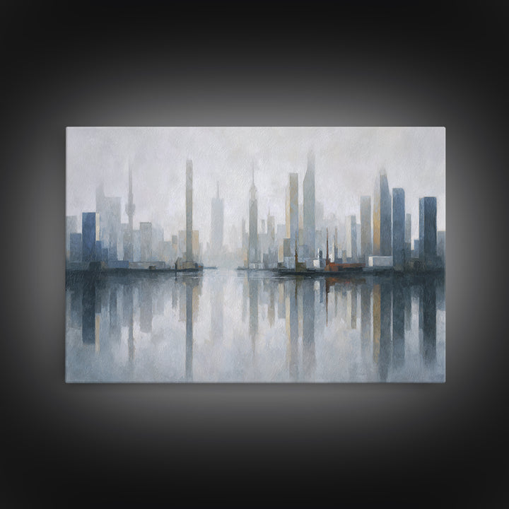 Quiet City Skyline Canvas Print, Hotel Art, Coastal Decor, Hotel Decor, Fine Art, Boutique, Statement Artwork, Boho Decor, HOT-3x2-54