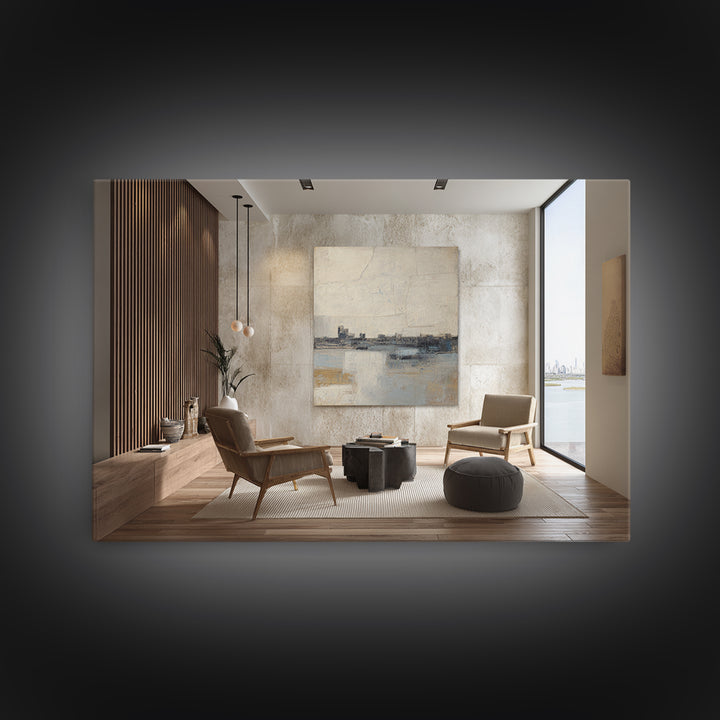 Large Calming Seascape Framed Canvas Print, Hotel Art, Wood Wall Art, Hotel Decor, Fine Art, Boutique, Gallery Wall Set, HOT-3x2-55
