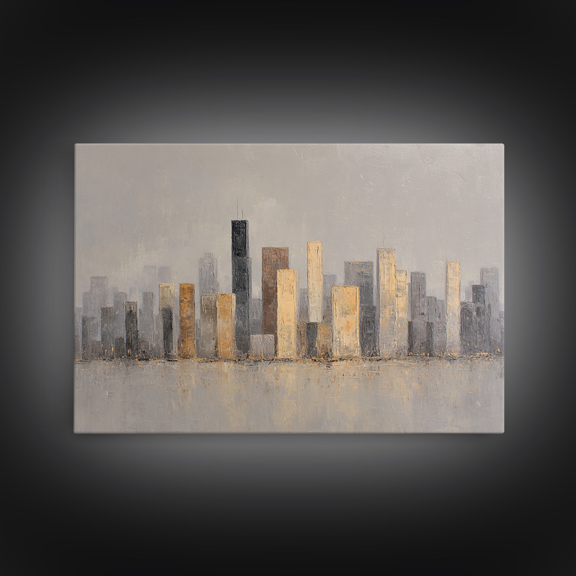 Quiet City Skyline Framed Canvas Print, Hotel Art, Living Room Decor, Hotel Decor, Fine Art, Boutique, City Wall Art, HOT-3x2-6
