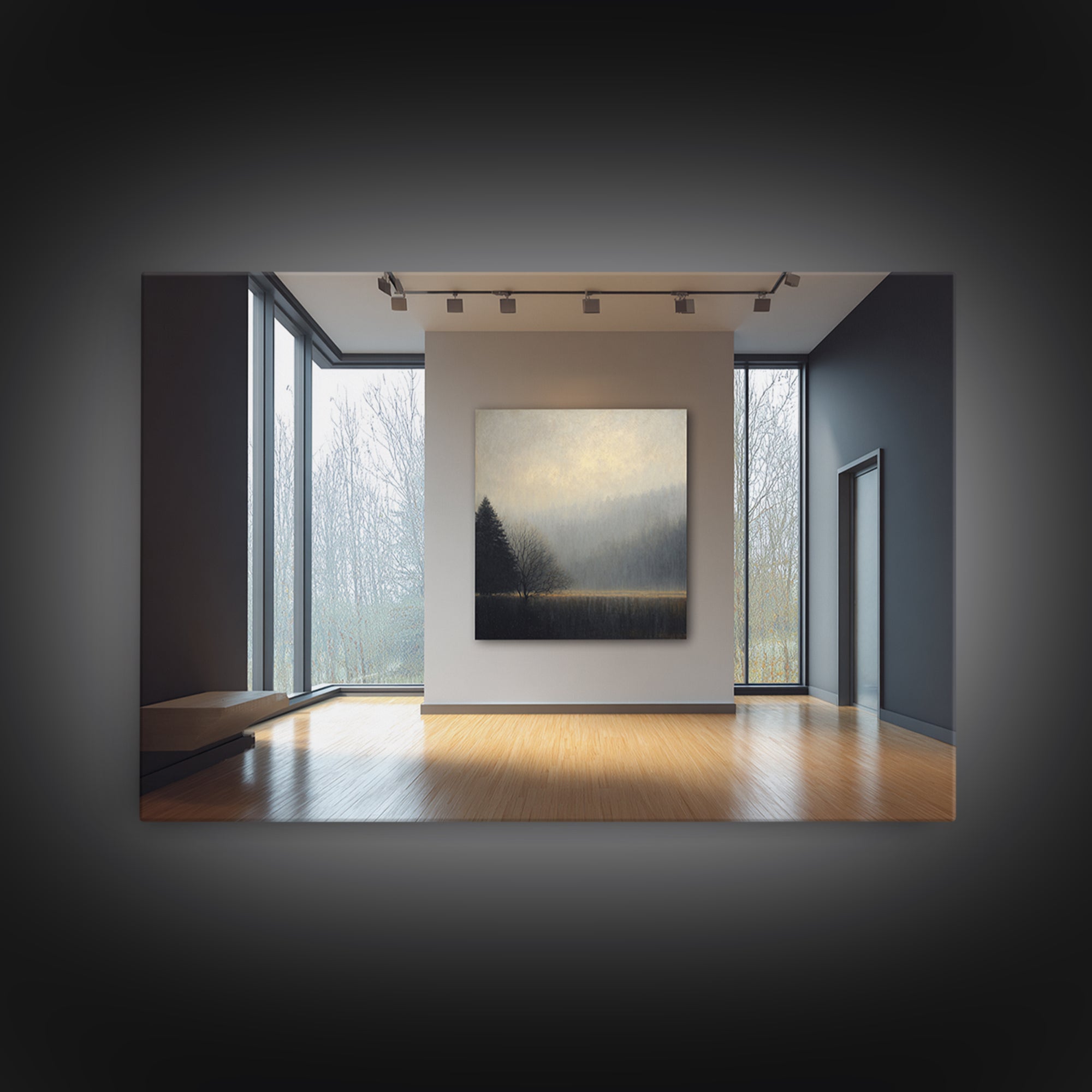 Misty Forest with Refined Calm Atmosphere Canvas Print, Hotel Art, Modern Wall Art, Hotel Decor, Boutique, Neutral Decor, HOT-3x2-66