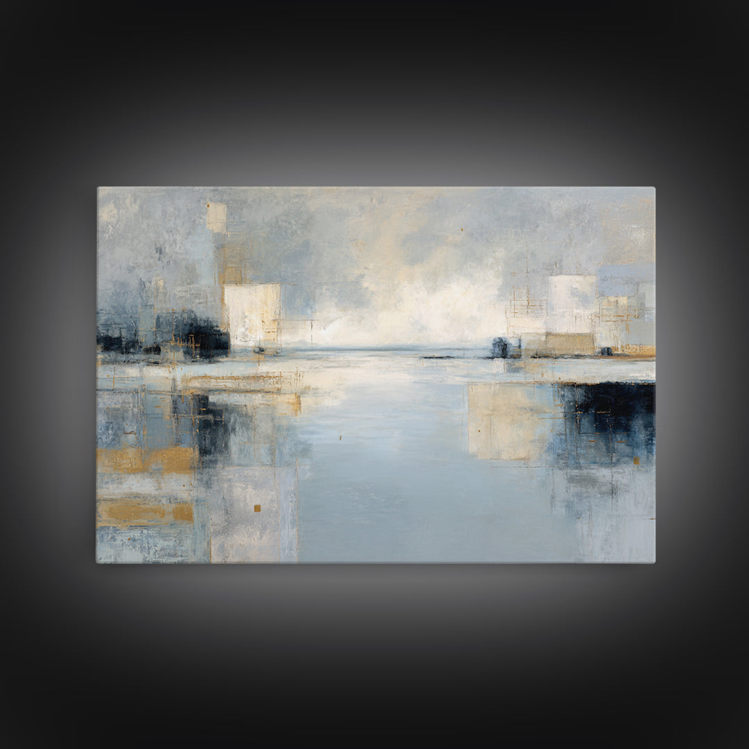 Large Calming Seascape Framed Canvas Print, Hotel Art, Art Deco, Hotel Decor, Fine Art, Boutique, Minimalist Wall Art, HOT-3x2-7